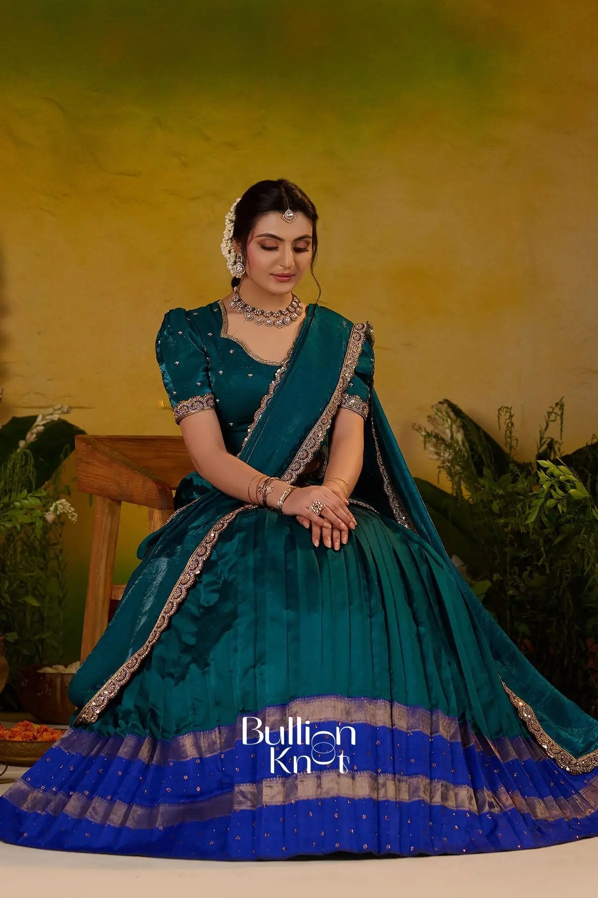 Ramanika Soft Silk Lehenga Set In Peacock Blue