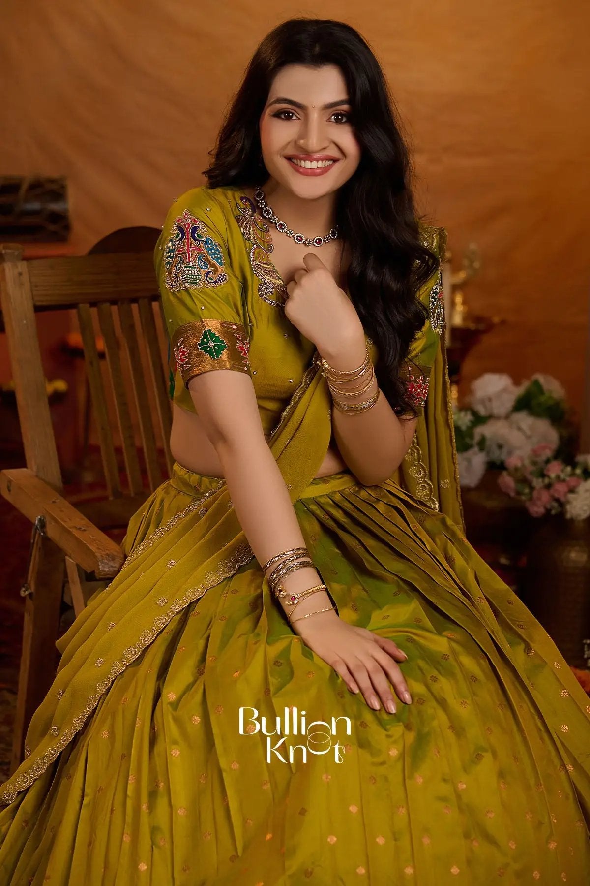 Rangbhoomi Paithani Silk Lehenga Set In Mustard