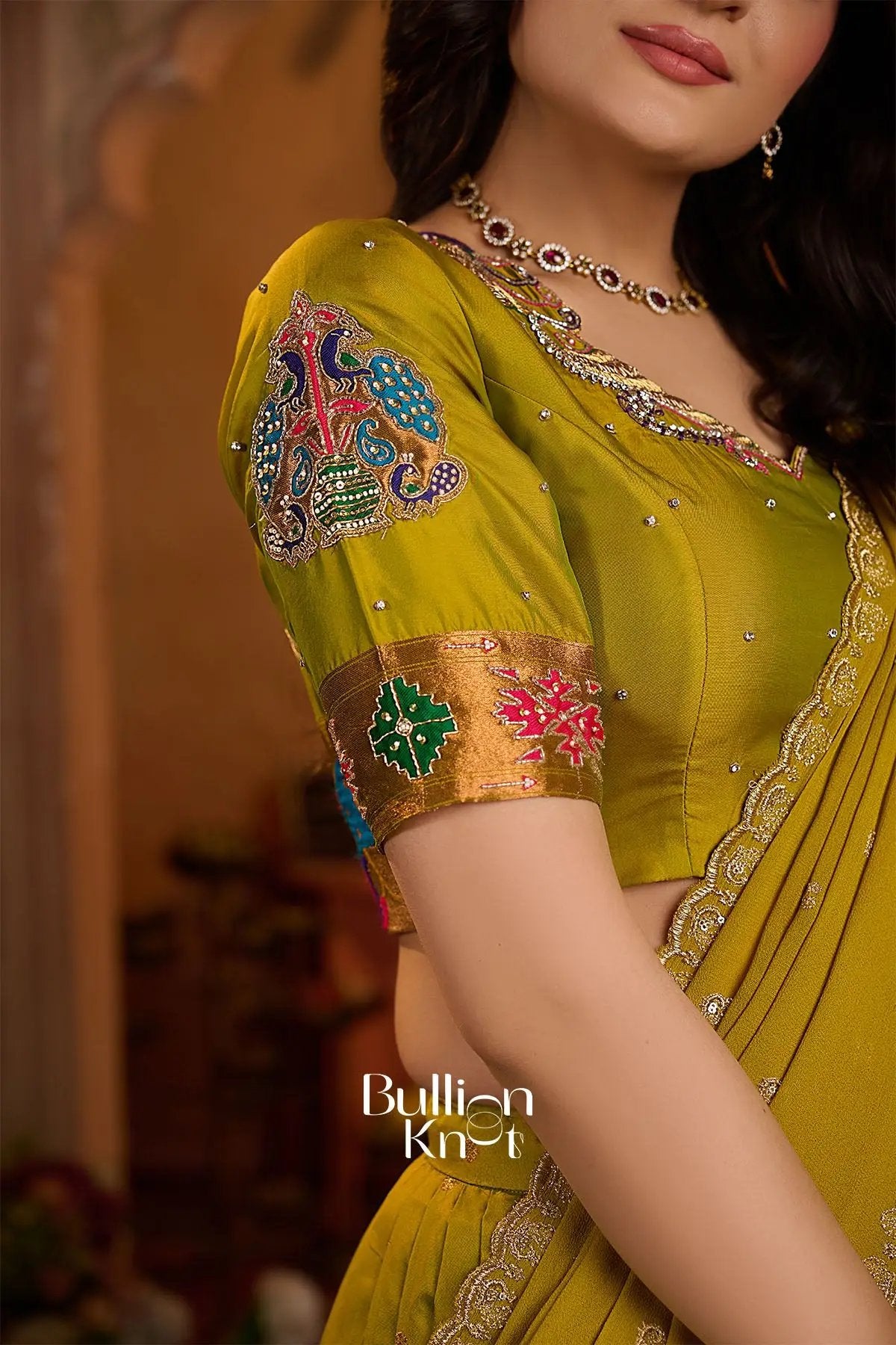 Rangbhoomi Paithani Silk Lehenga Set In Mustard