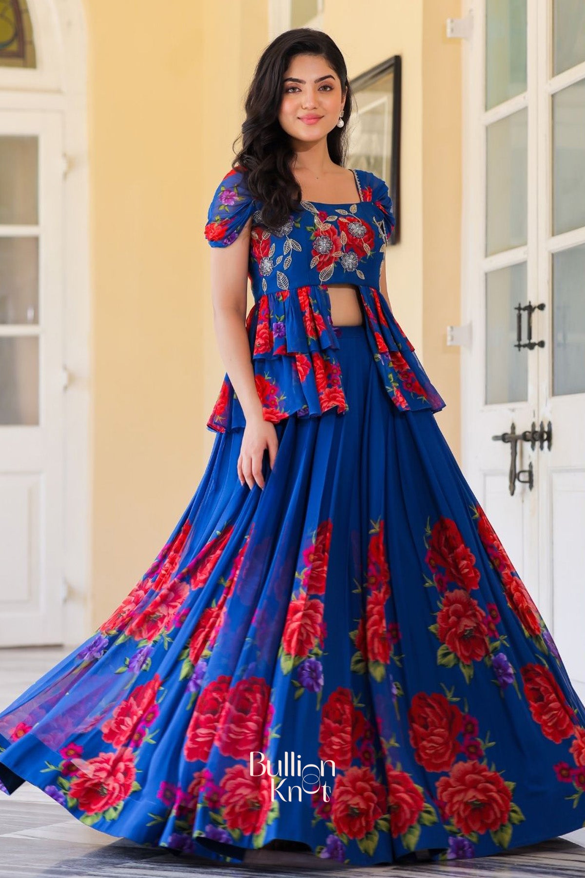 Rebecca IndoWestern in Royal Blue