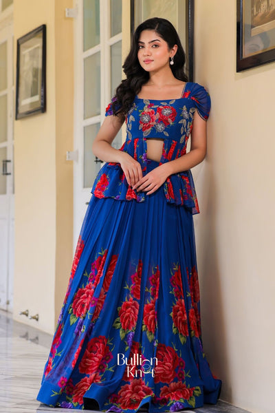Rebecca IndoWestern in Royal Blue