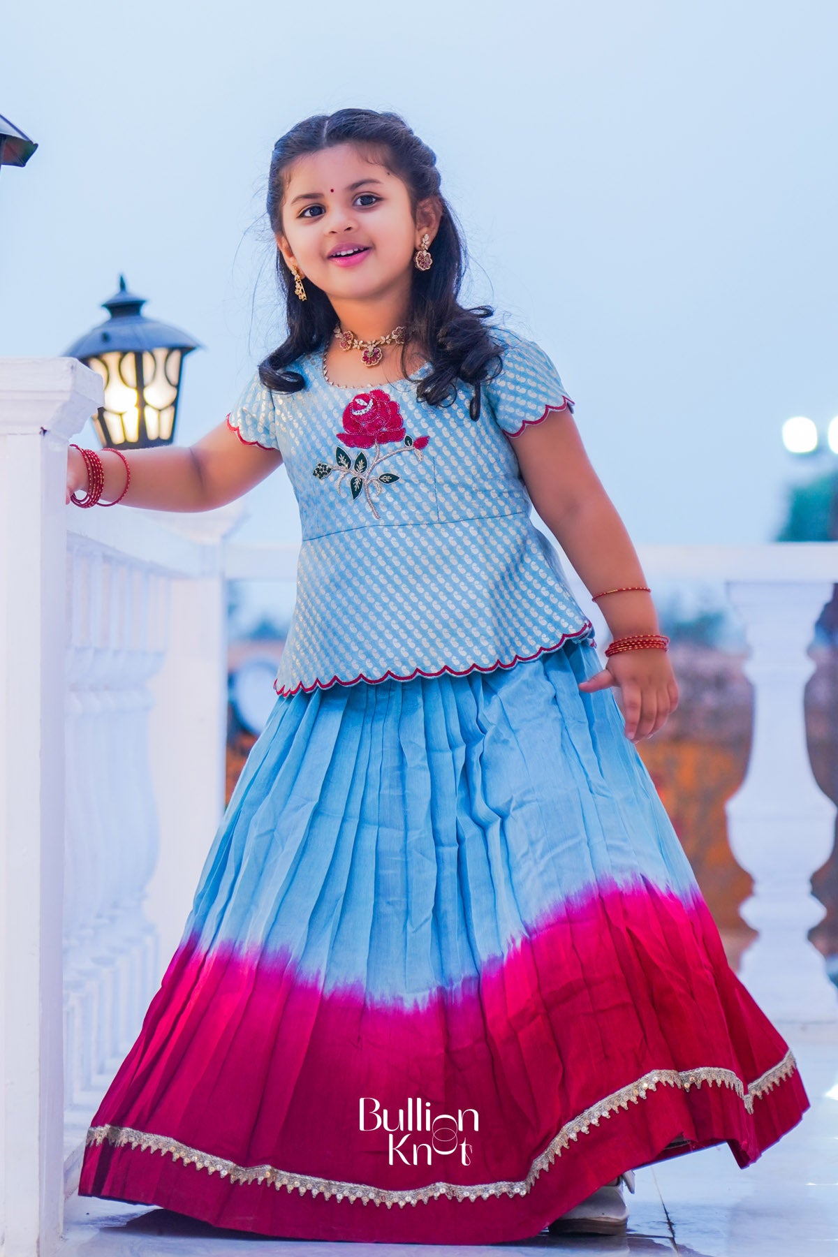 Baby Rosy Lehenga Set in Sky Blue