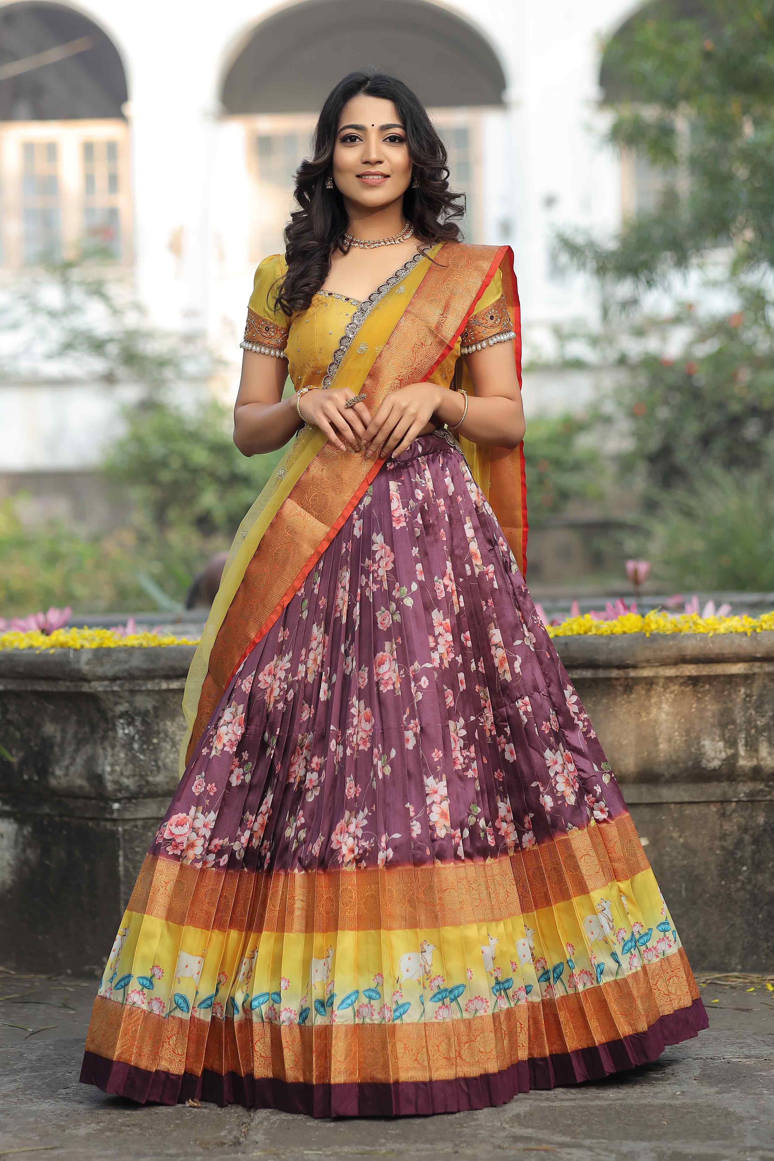 Rukmani Pichwai Floral Silk Lehenga Set