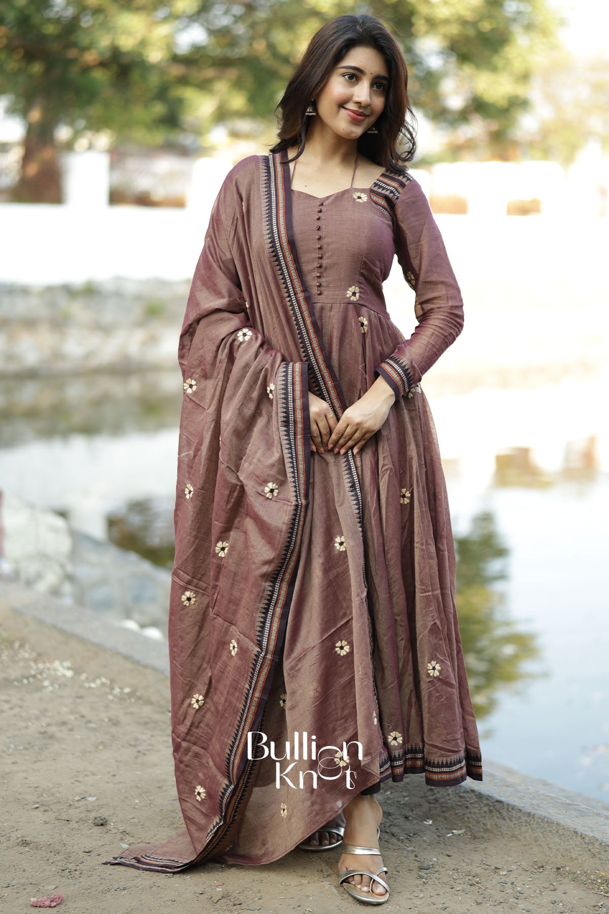 Sujata Brown Handloom Anarkali Set