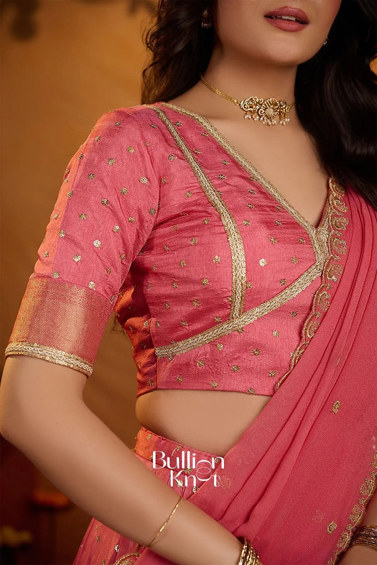 Peetal Gulabi Viscose Dola Lehenga Set In Pink