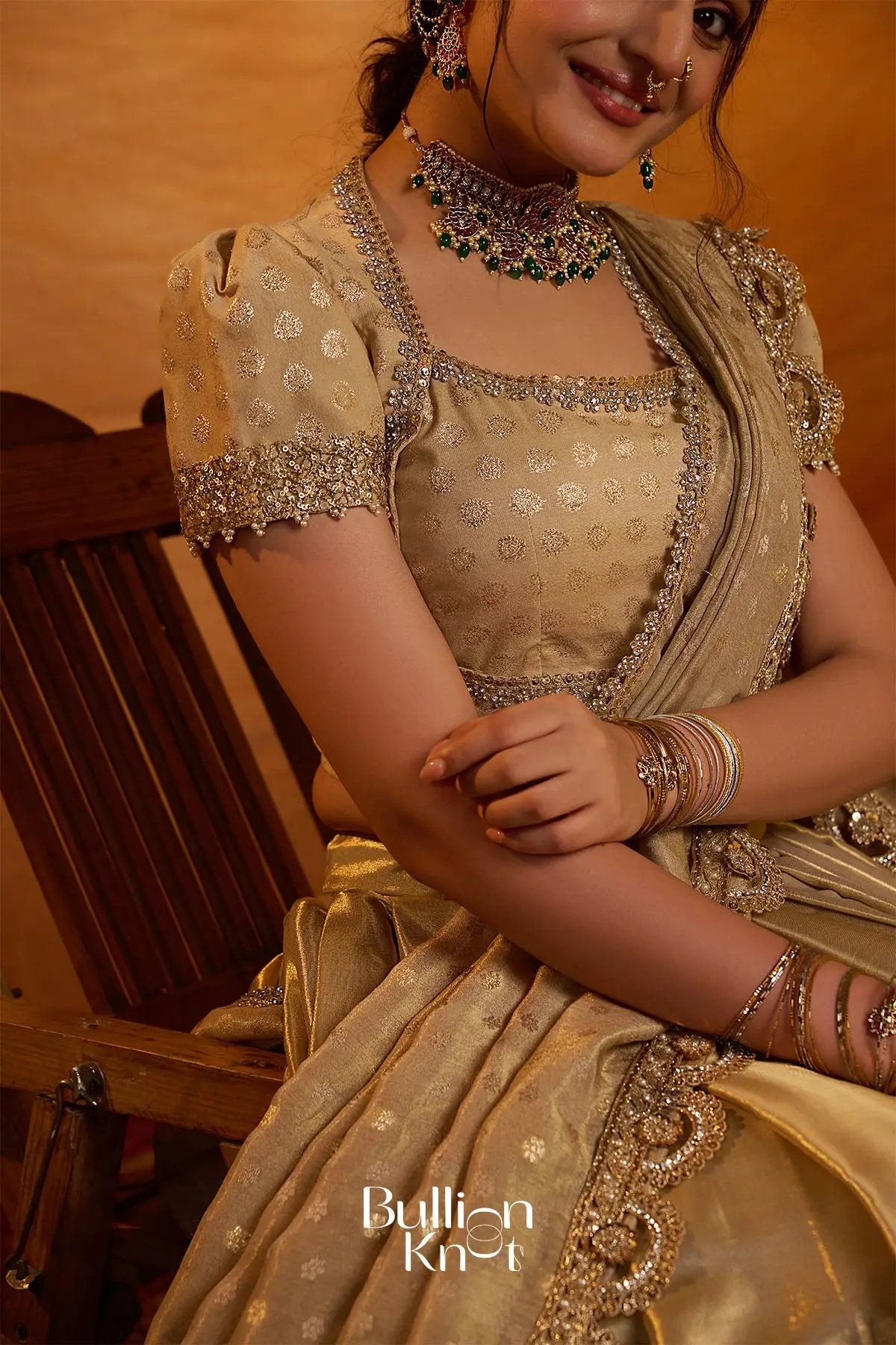 Sona Sitara Gadval Silk Gold Lehenga Set