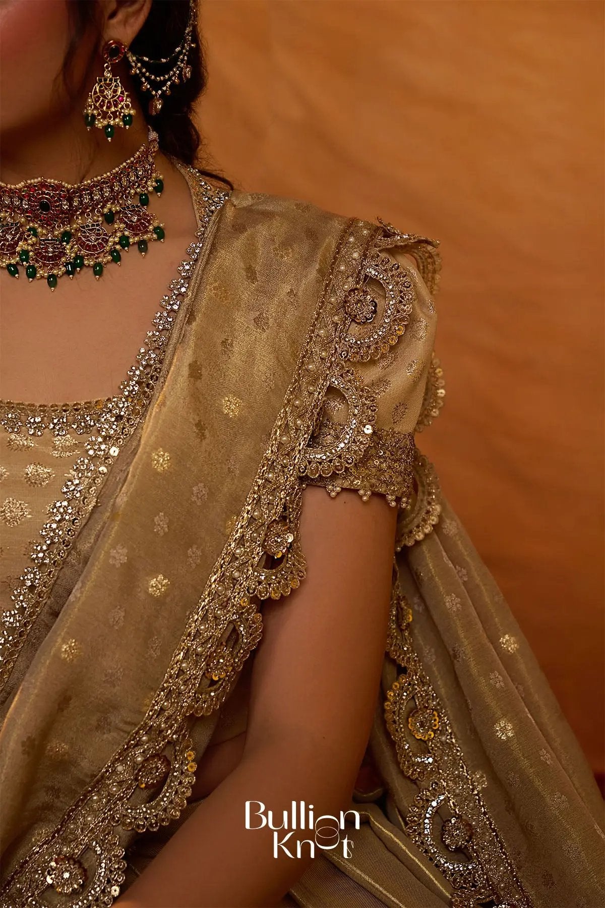 Sona Sitara Gadval Silk Gold Lehenga Set