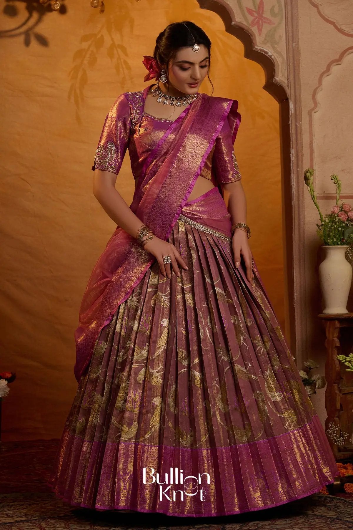 Chandra Gauri Pattu Lehenga Set In Pink
