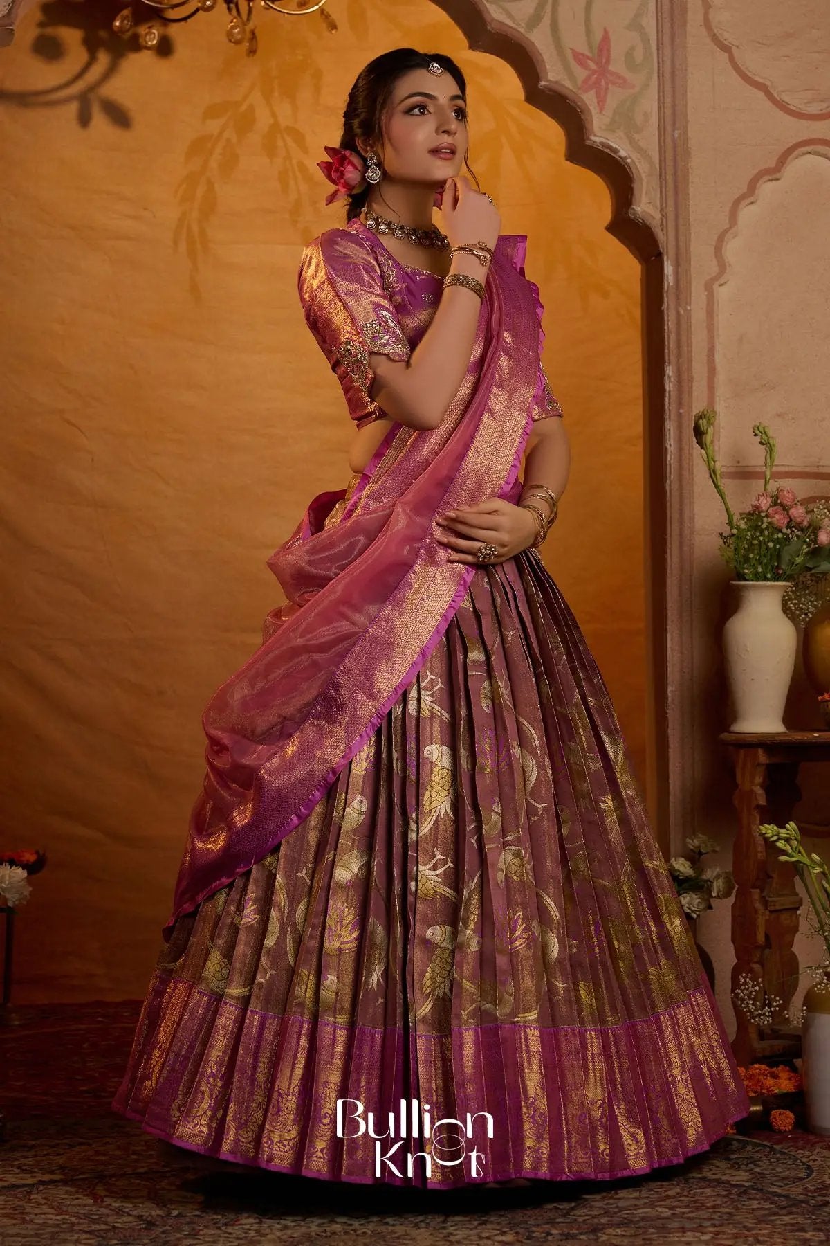 Chandra Gauri Pattu Lehenga Set In Pink