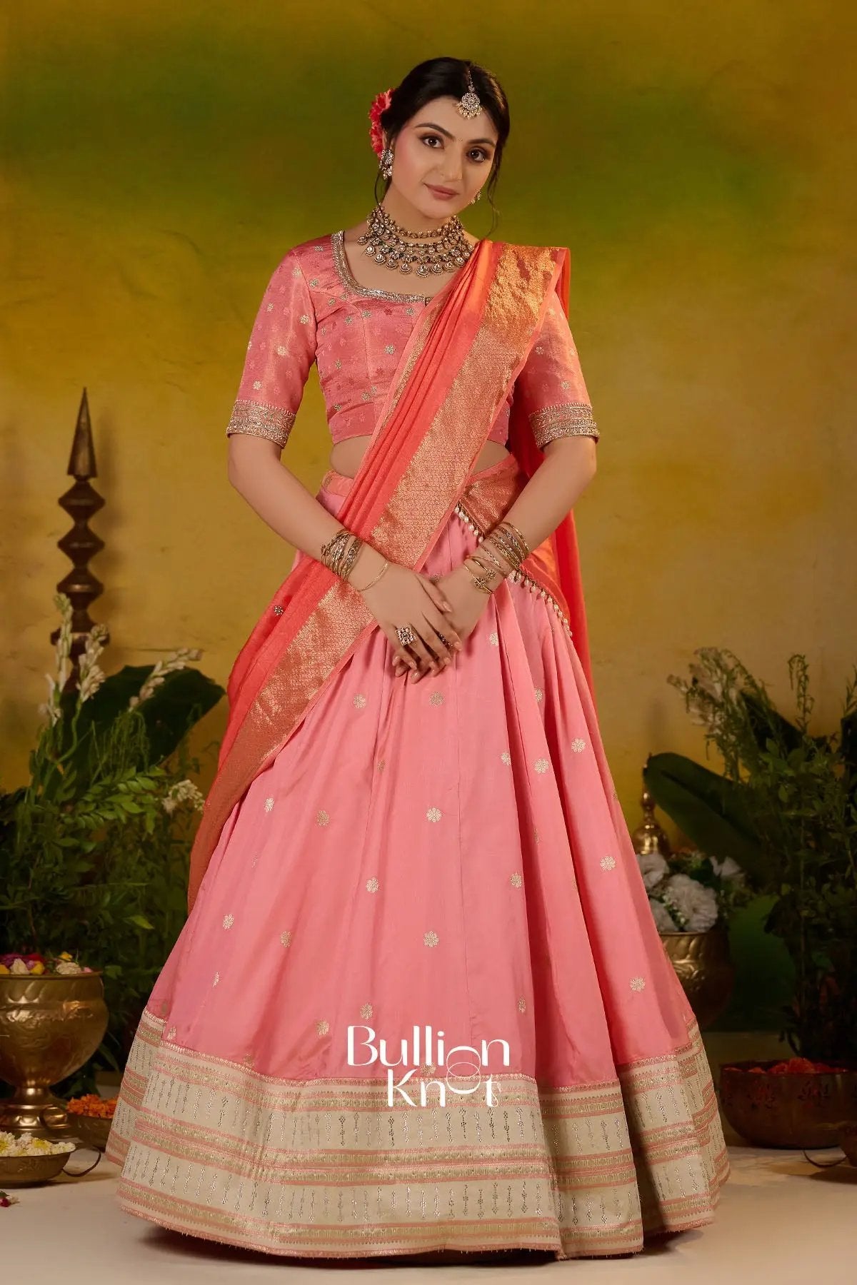 Sobhita Soft Silk Half Saree In Pastel Pink