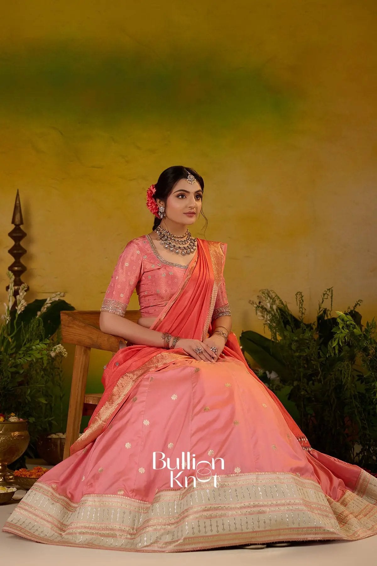 Sobhita Soft Silk Half Saree Pastel Pink Lehenga