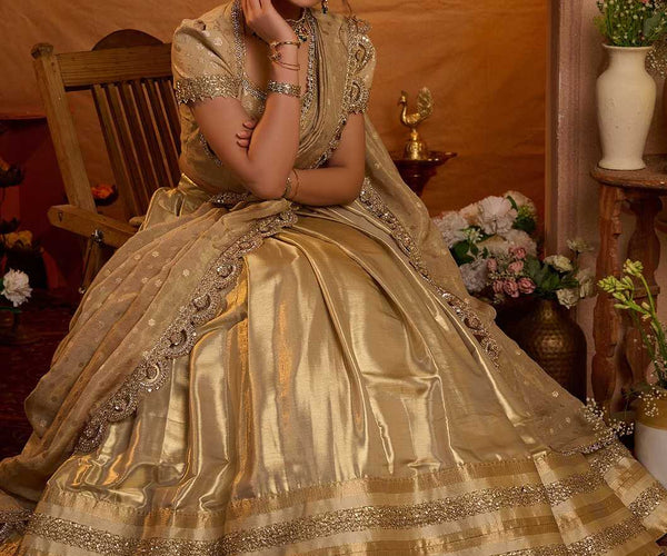 Gadval Silk Lehenga Set in Gold