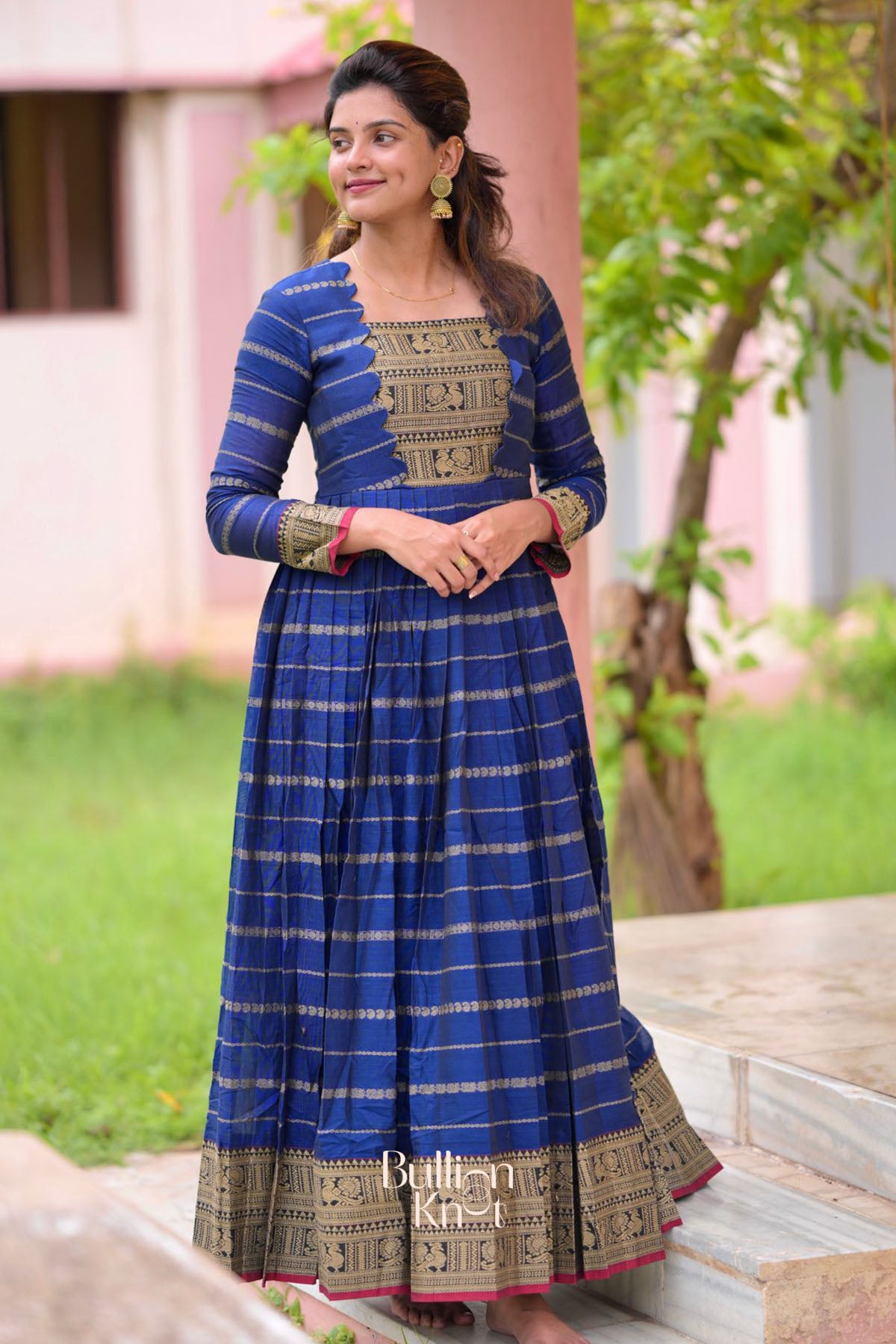 Suhasini Handloom Dress in Blue