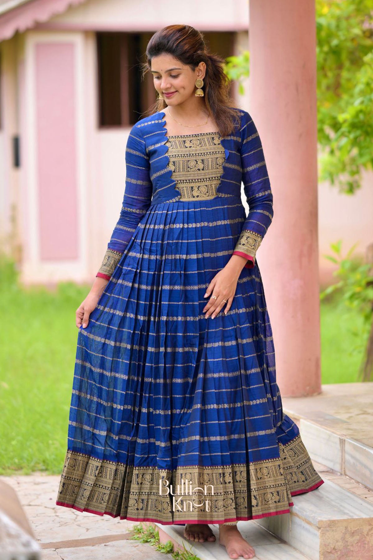 Suhasini Handloom Dress in Blue