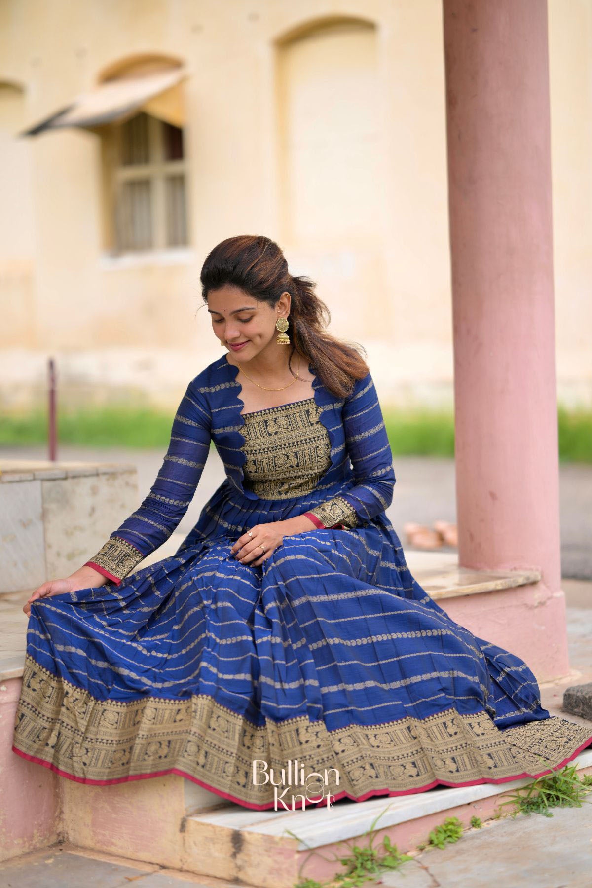Suhasini Handloom Dress in Blue