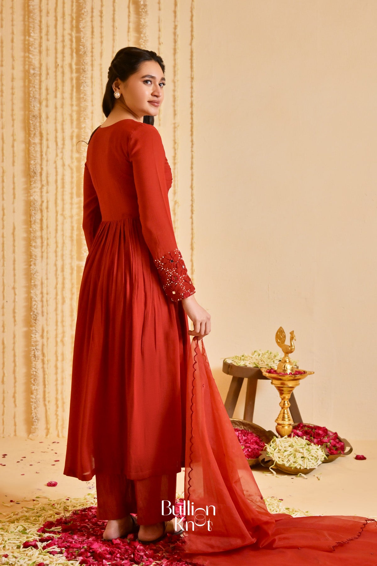 Taamba Tarash Kurta Set (Dress) In Rust Brown