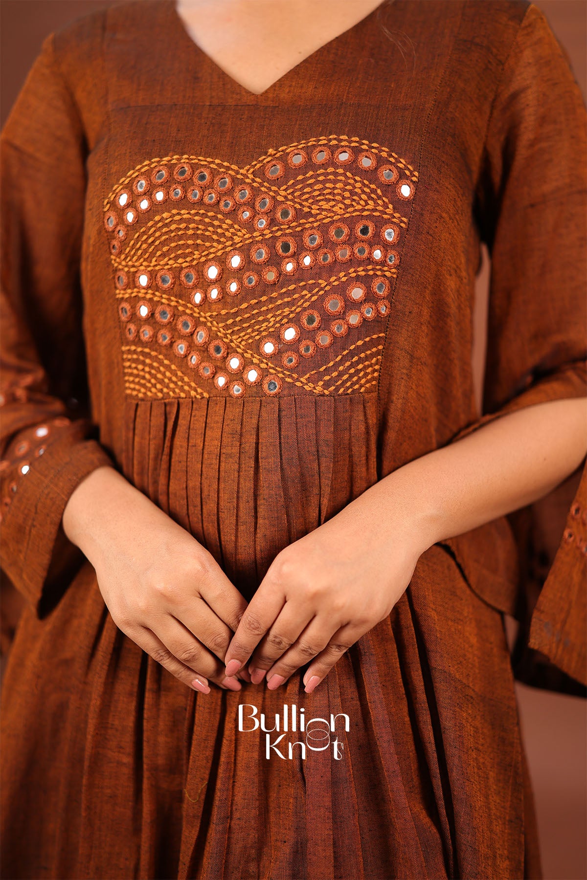 Taana Bana Handloom Brown A-line Kurta Set