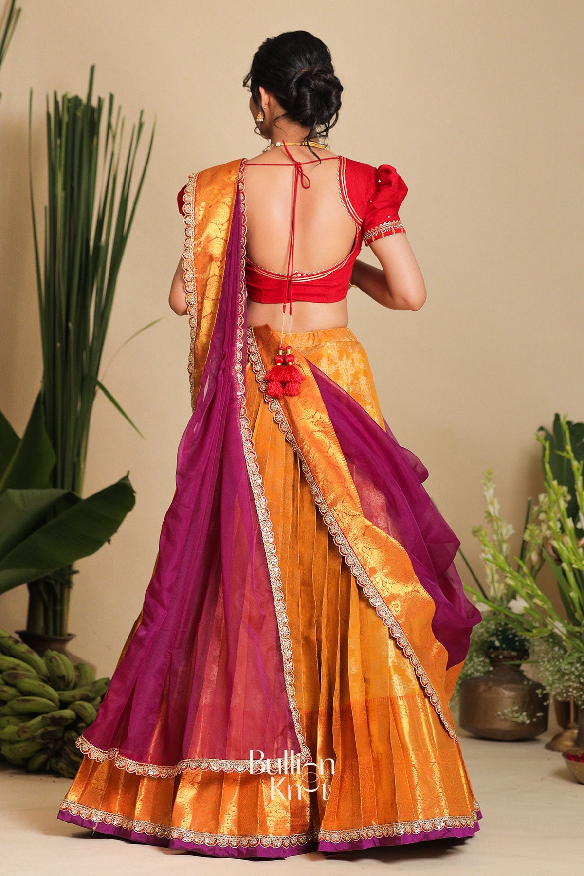 Twisha Half Saree Dolo Silk Red Lehenga Set