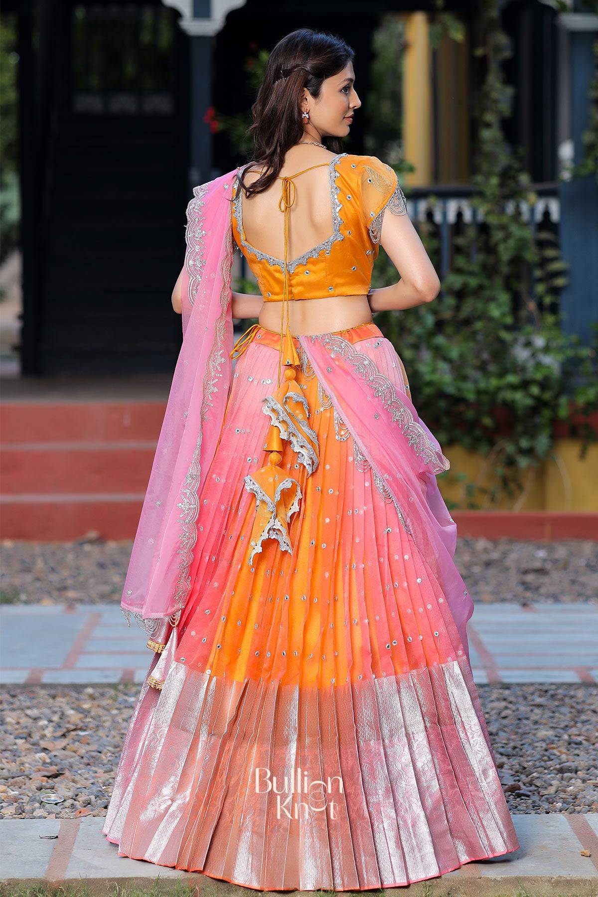 Tyohar Organza Orange Lehenga Set