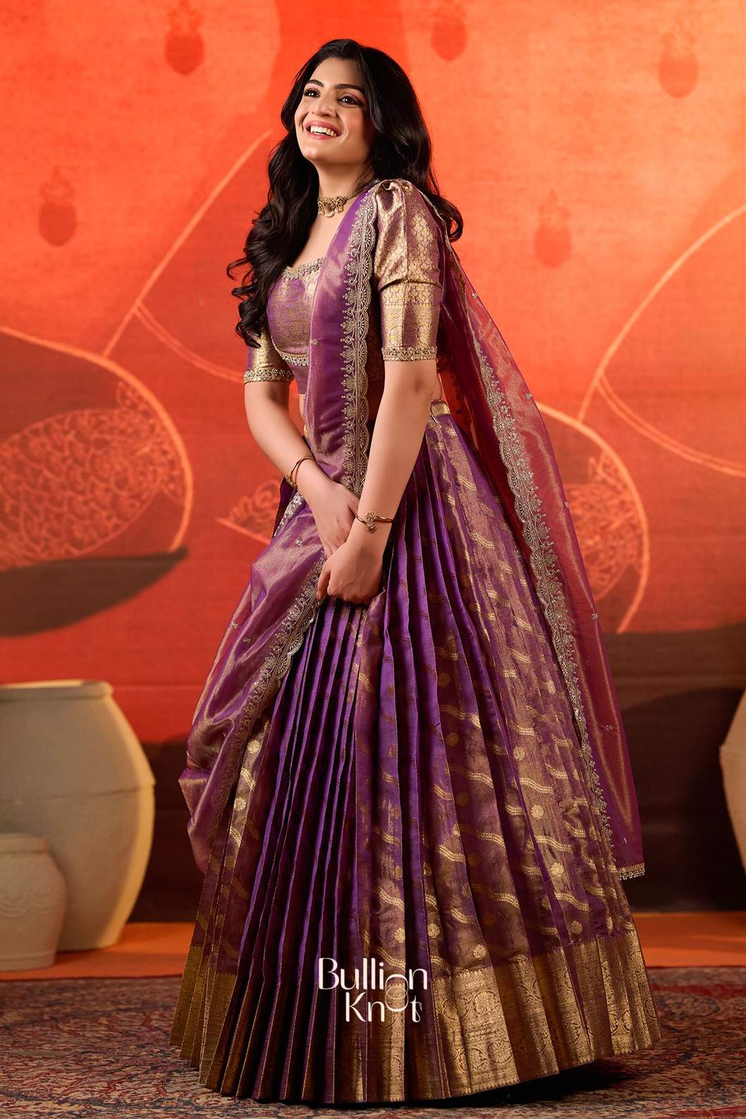 Urja | Tissue Zari Purple Lehenga Set for Celebrations