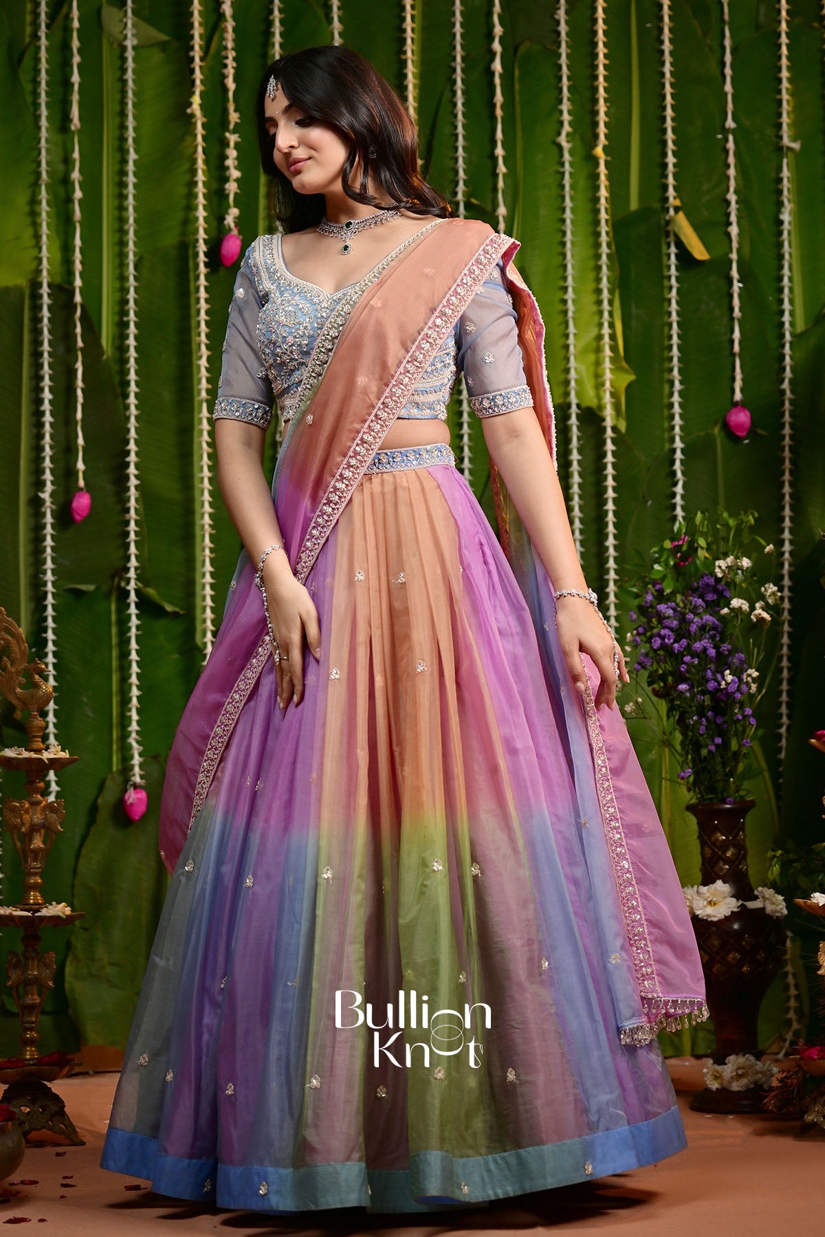 Vasundhara Rainbow Organza Lehenga Set