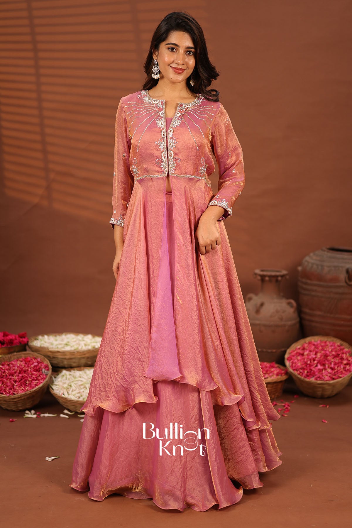 Erica Purple Glowsy Silk Indowestern Dress