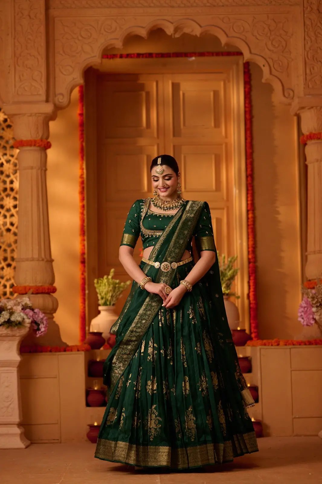 Hara Zari Lehenga Set
