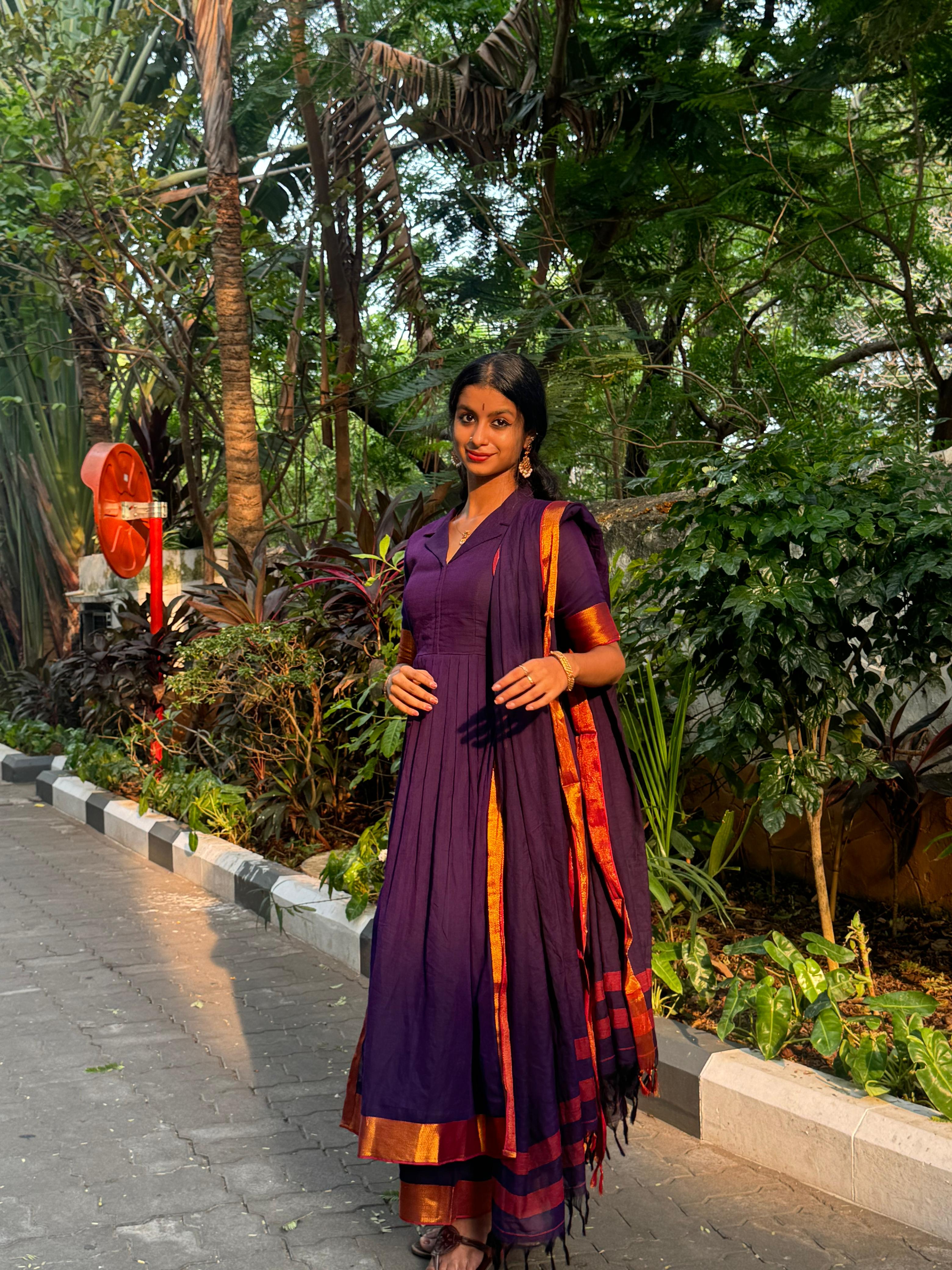 Paridhi Handloom Suit Set in Purple