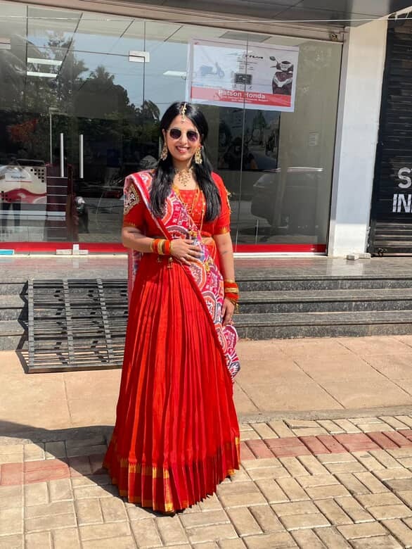 Nakshatra Half Saree in Orange