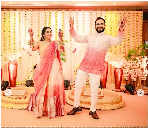 Tyohar Organza Lehenga Set in Orange