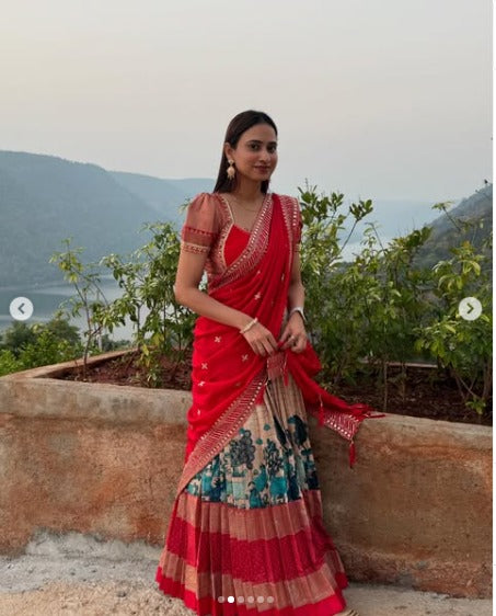 Saloni Banarasi Lehenga Set in Red