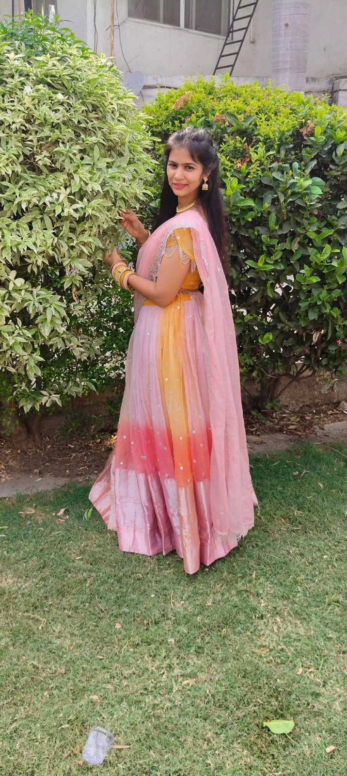 Tyohar Organza Lehenga Set in Orange