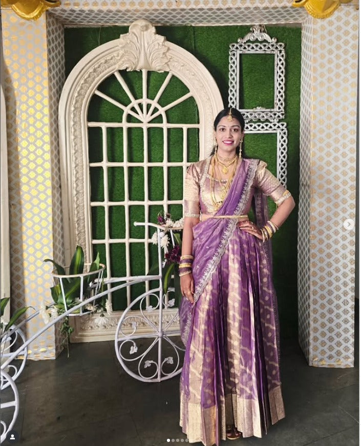 Urja Tissue Zari Lehenga Set in Purple