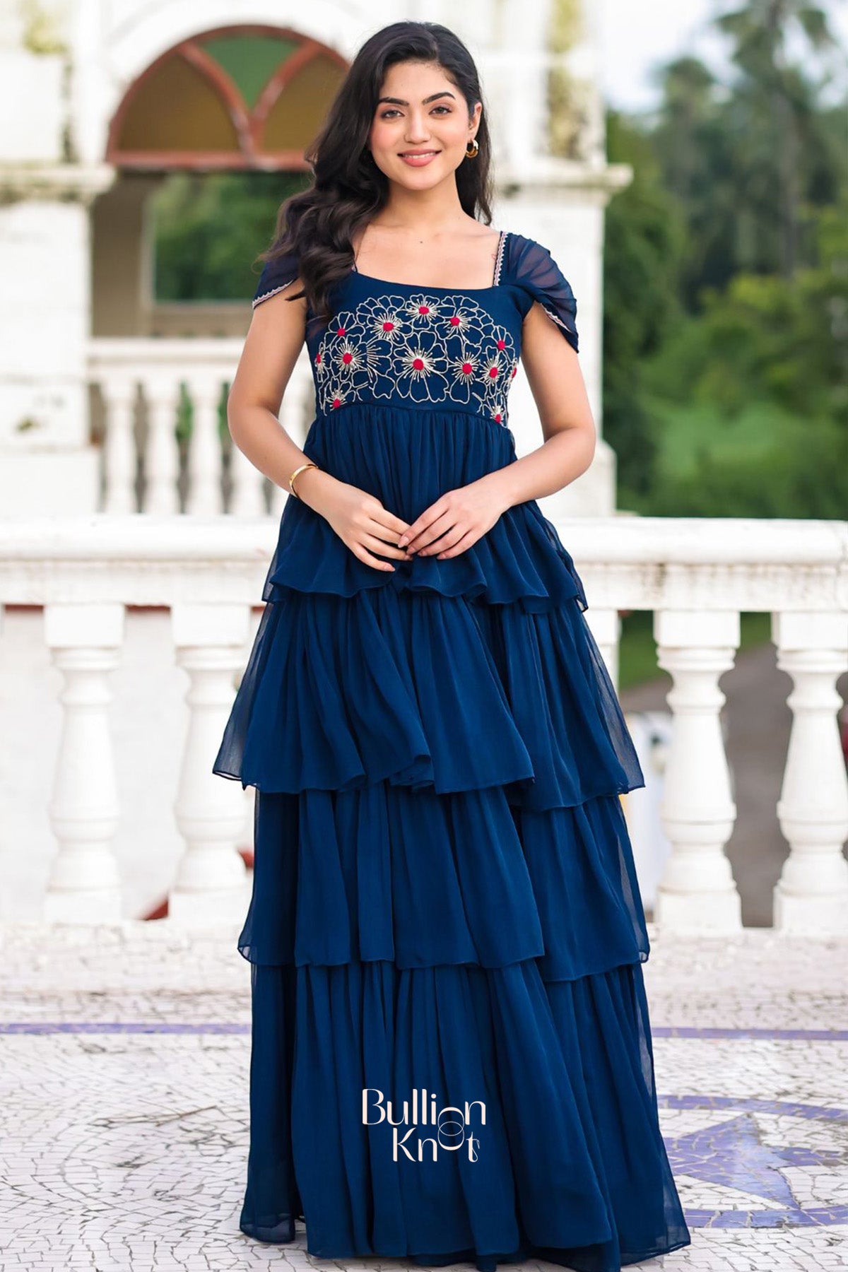 Chahat IndoWestern in Midnight Blue