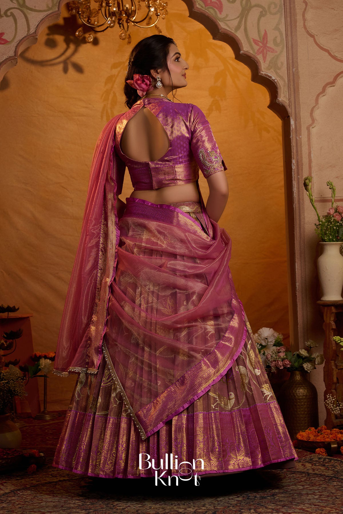 Chandra Gauri Pattu Lehenga Set Pink for Festive Wear