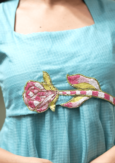 Aqua Zyra Kota Doria Handwork Midi Dress