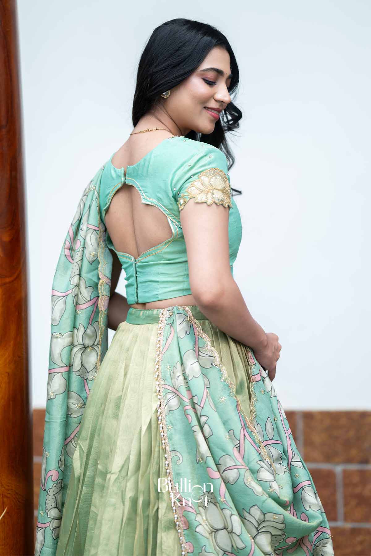 Gauri Kanak | Golden Tissue Kalamkari Festive Lehenga