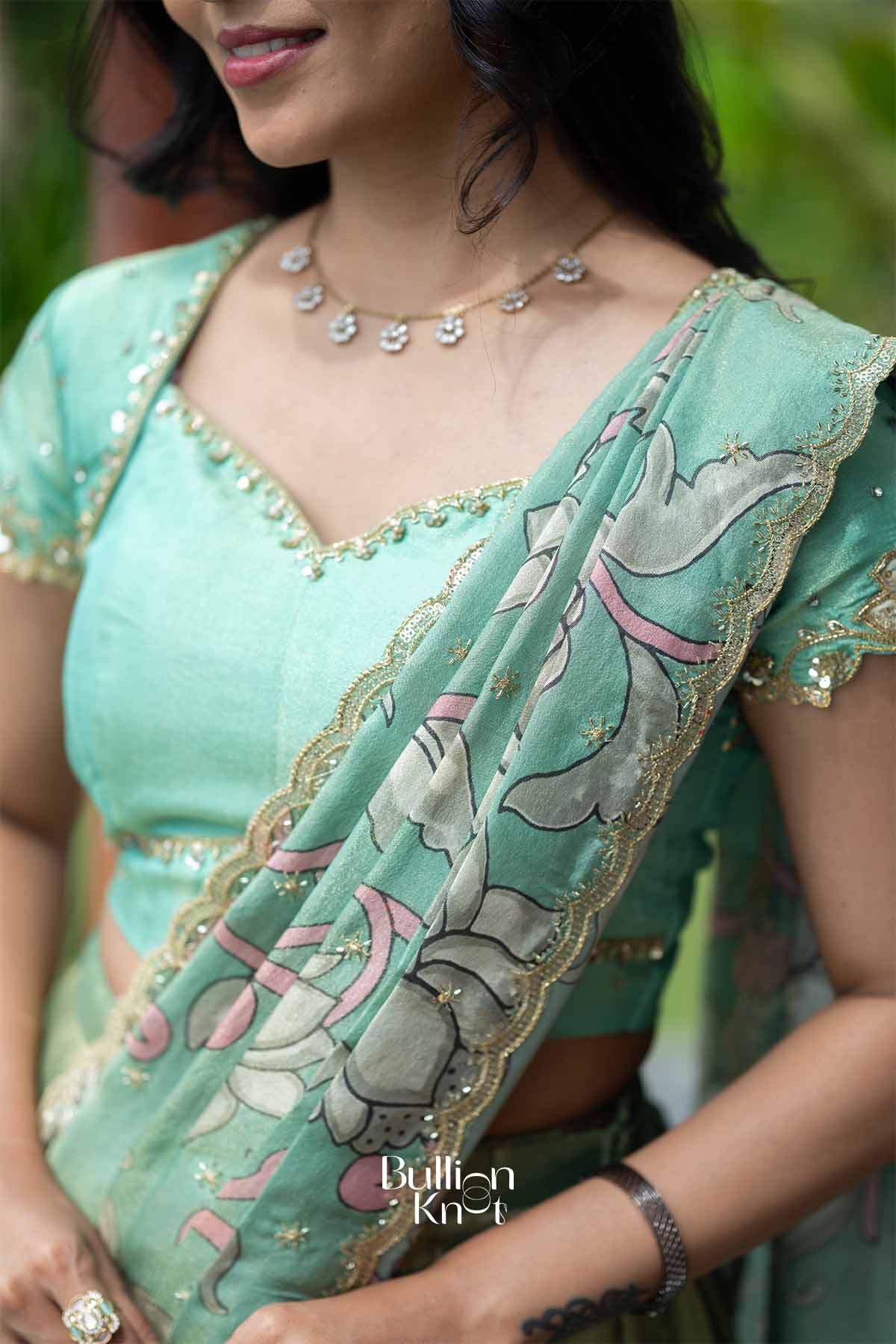 Gauri Kanak | Golden Tissue Kalamkari Festive Lehenga