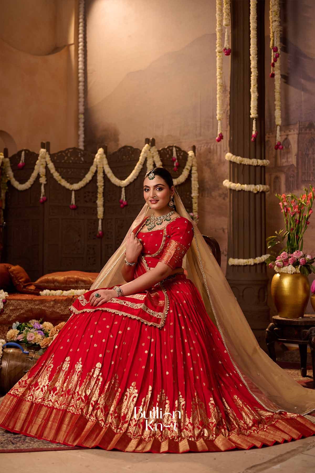 Hardika | Viscose Dola Scarlet Red Lehenga Set for Royal Receptions