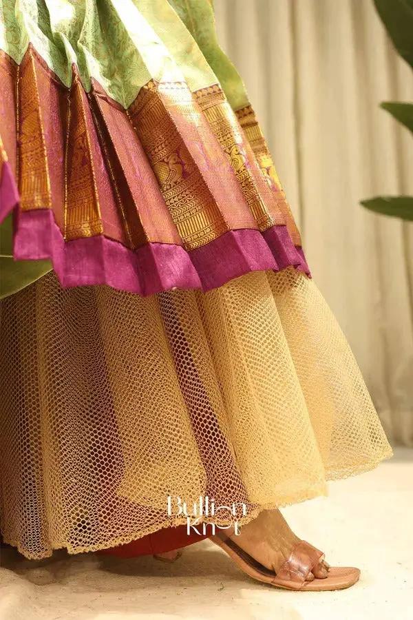 Can Can Skirt and Laxmi Wine Russian Silk Lehenga