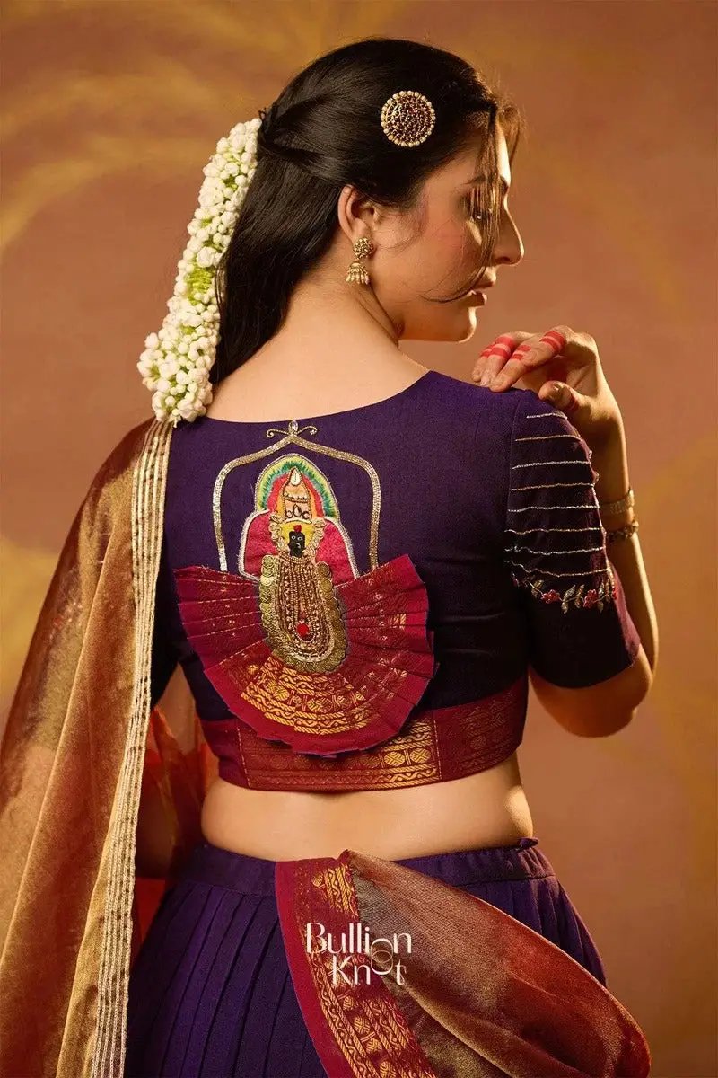 Can Can Skirt and Mahalaxmi Half Saree Purple Handloom Lehenga