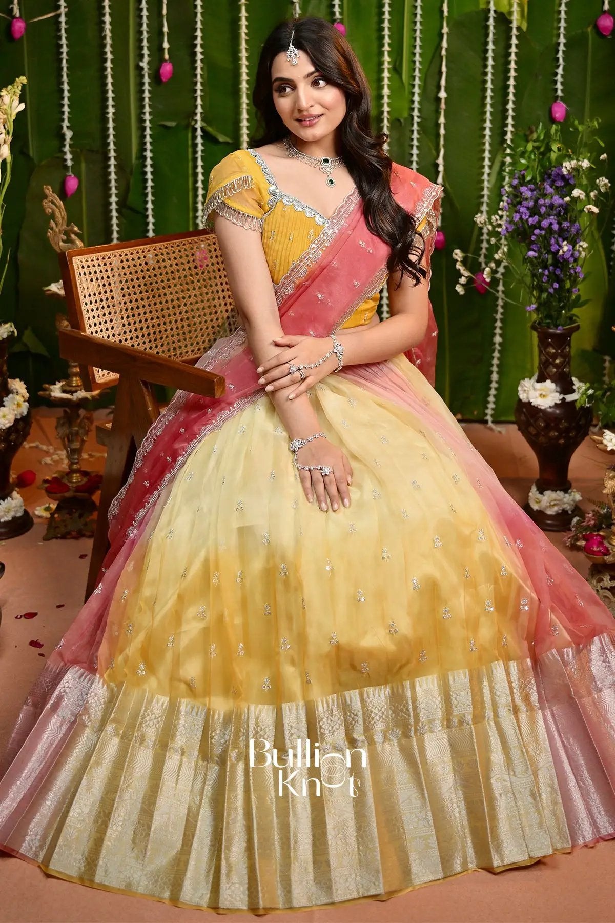 Kamaya Yellow Organza Madhubala Lehenga Set