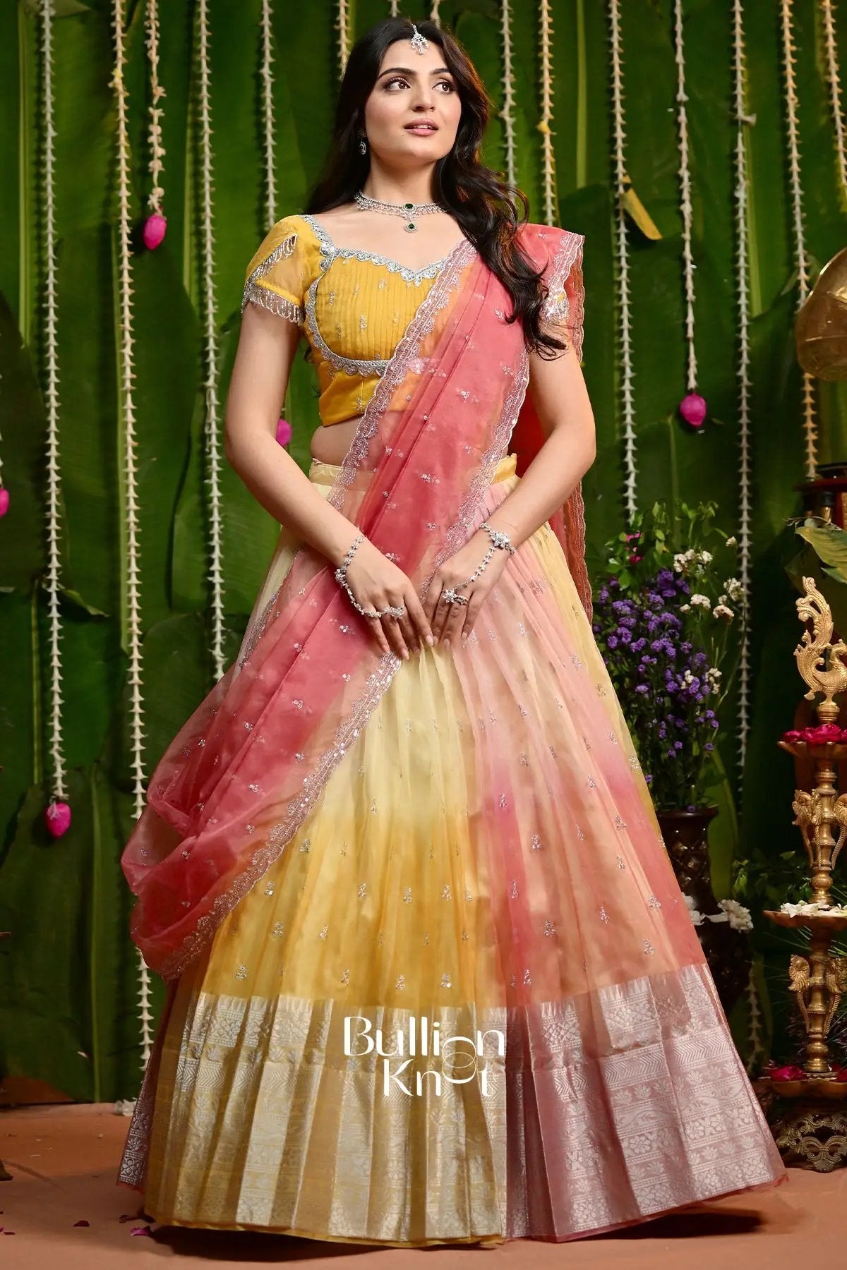 Kamaya Yellow Organza Madhubala Lehenga Set
