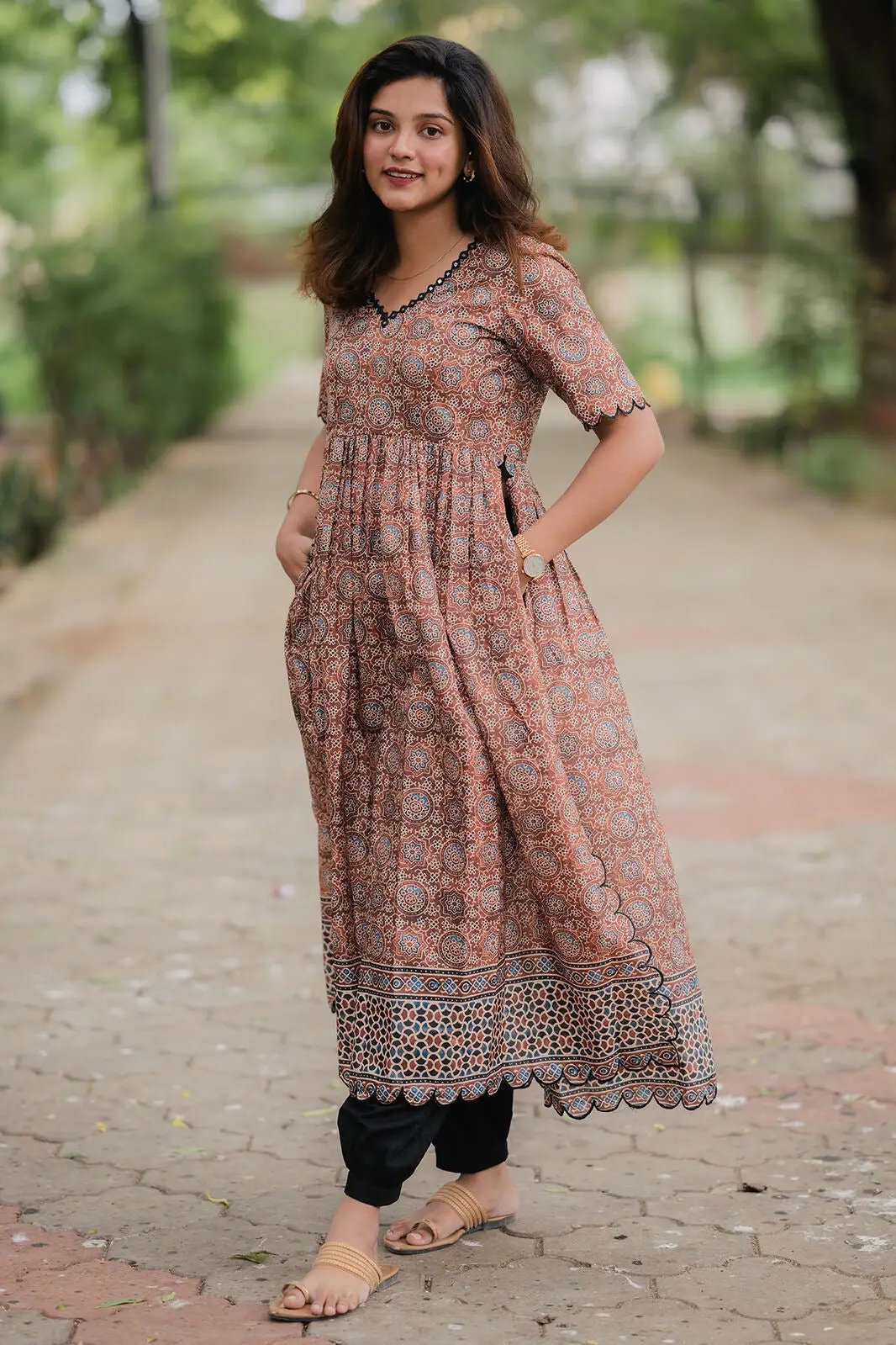Laila Ajarakh Kurta Set - Bullionknot