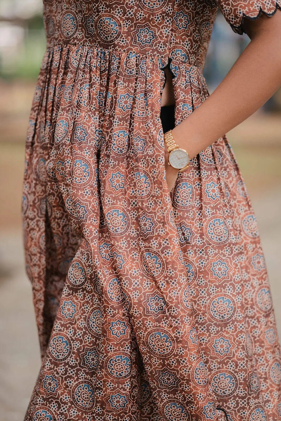 a woman in Laila Ajarakh Kurta Set - Bullionknot