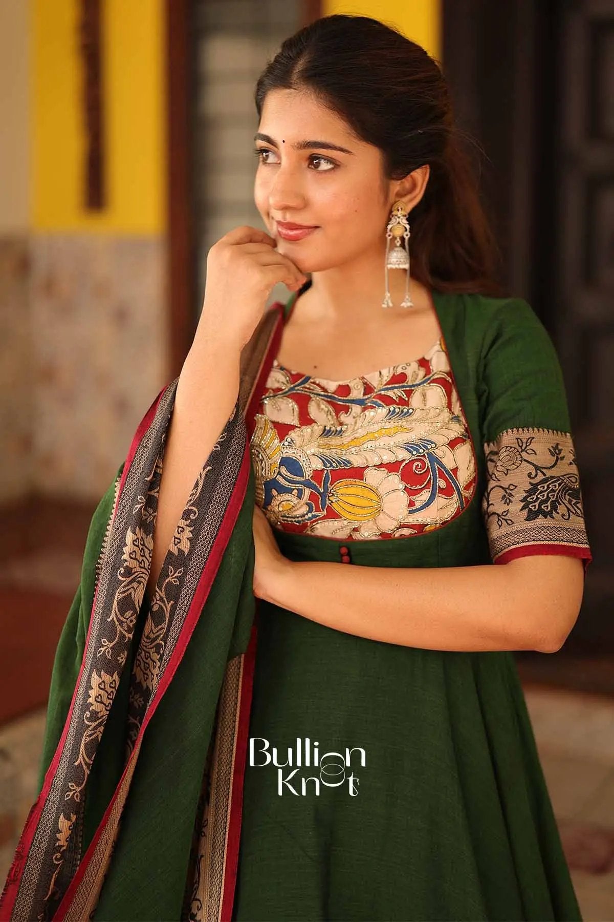 Mandakini Green handloom Anarkali Kurta set