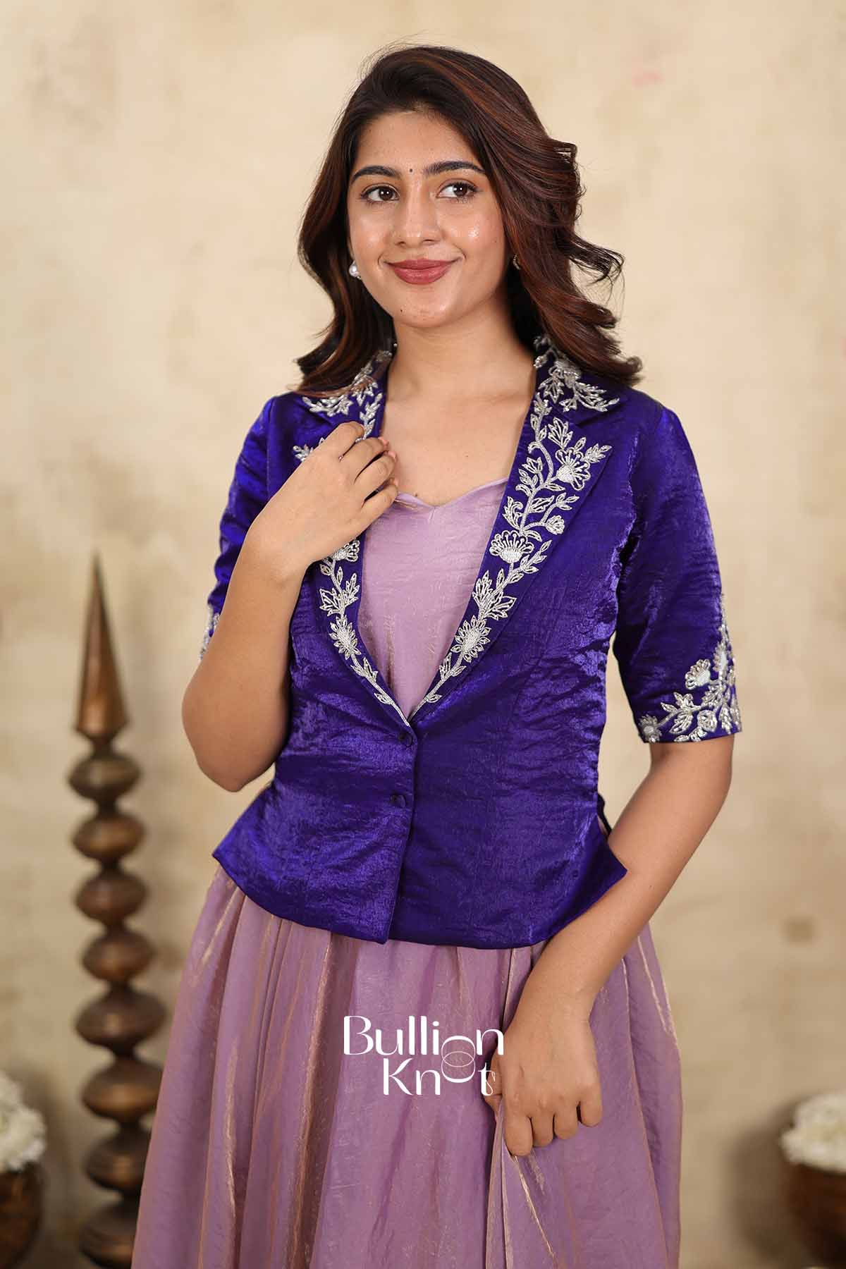 Orchid | Blue Indo-Western Jacket Set for Women | Festive Ethnic Wear Indo-Western Ensemble