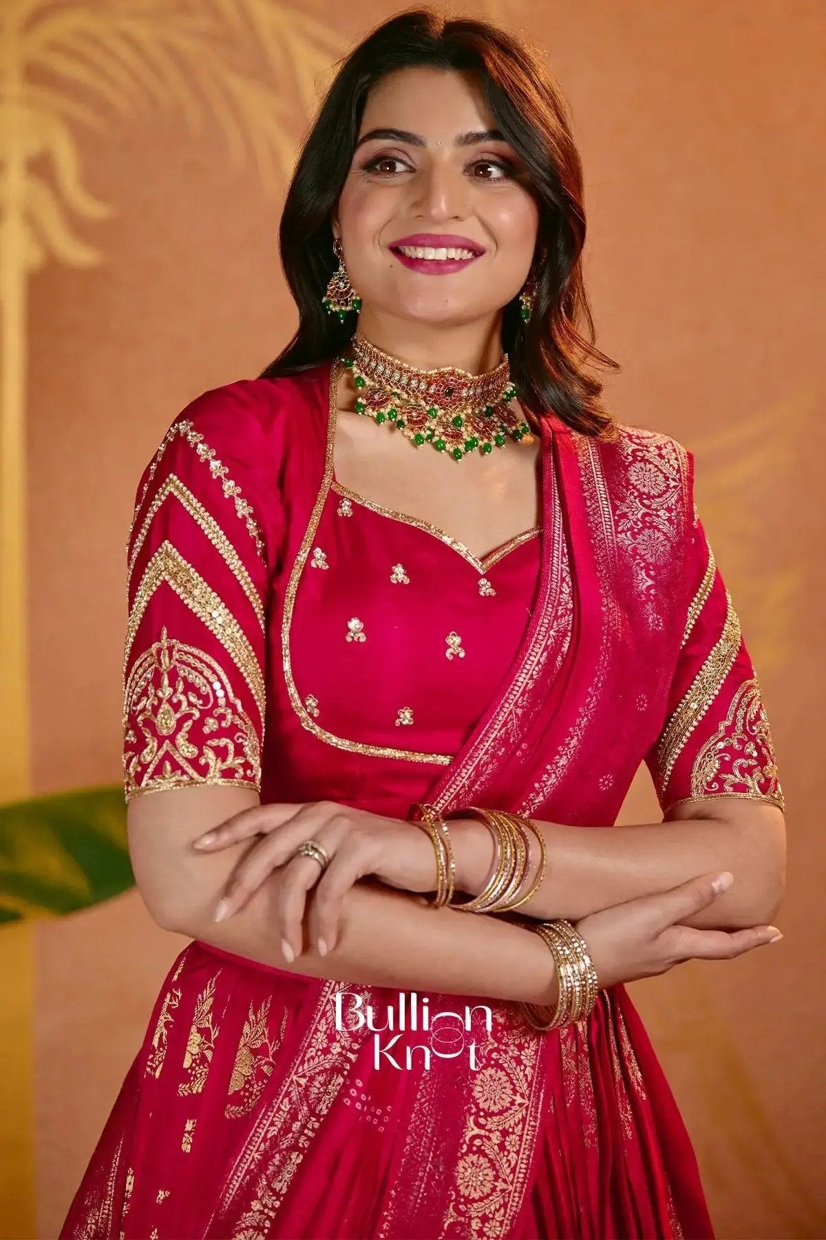 Prathana ruby Pink Viscose Russian Dola Lehenga Set