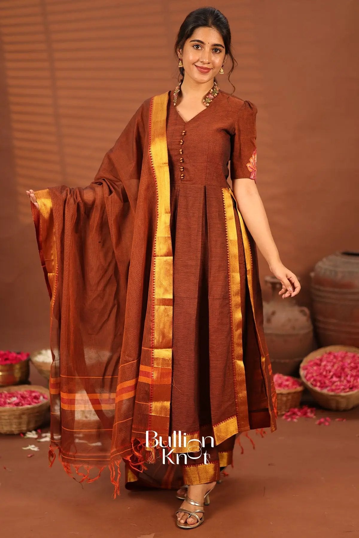 Rutuja Brown Handloom Kurta Set