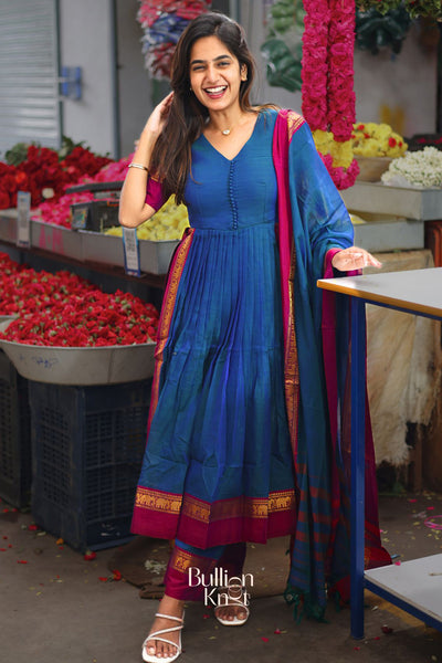 Saanchi Kurta Set in Peacock Blue
